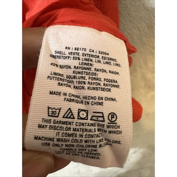 Maeve Anthropologie Linen Blend Button Front Paperbag Midi Skirt 8 Orange - Picture 7 of 10